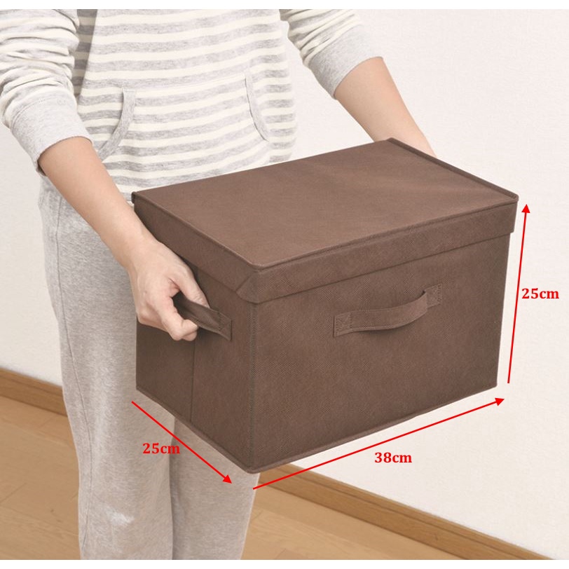 Hộp vải đựng đồ đa năng TD1 có nắp liền, gấp gọn kích thước 38x25x25cm dododios