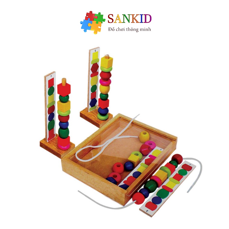Đồ chơi xếp chuỗi hạt cho bé Winwintoys, xâu hạt gỗ