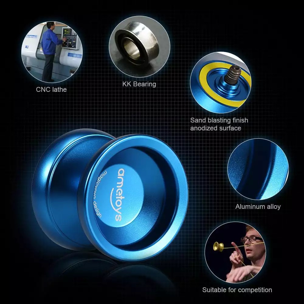 Ametoys V4 Professional Magic Yoyo Hợp Kim Nhôm Tốc Độ Cao Yo-yo Máy Tiện CNC KK Mang Với Dây Kéo Sợi Cho Bé Trai -