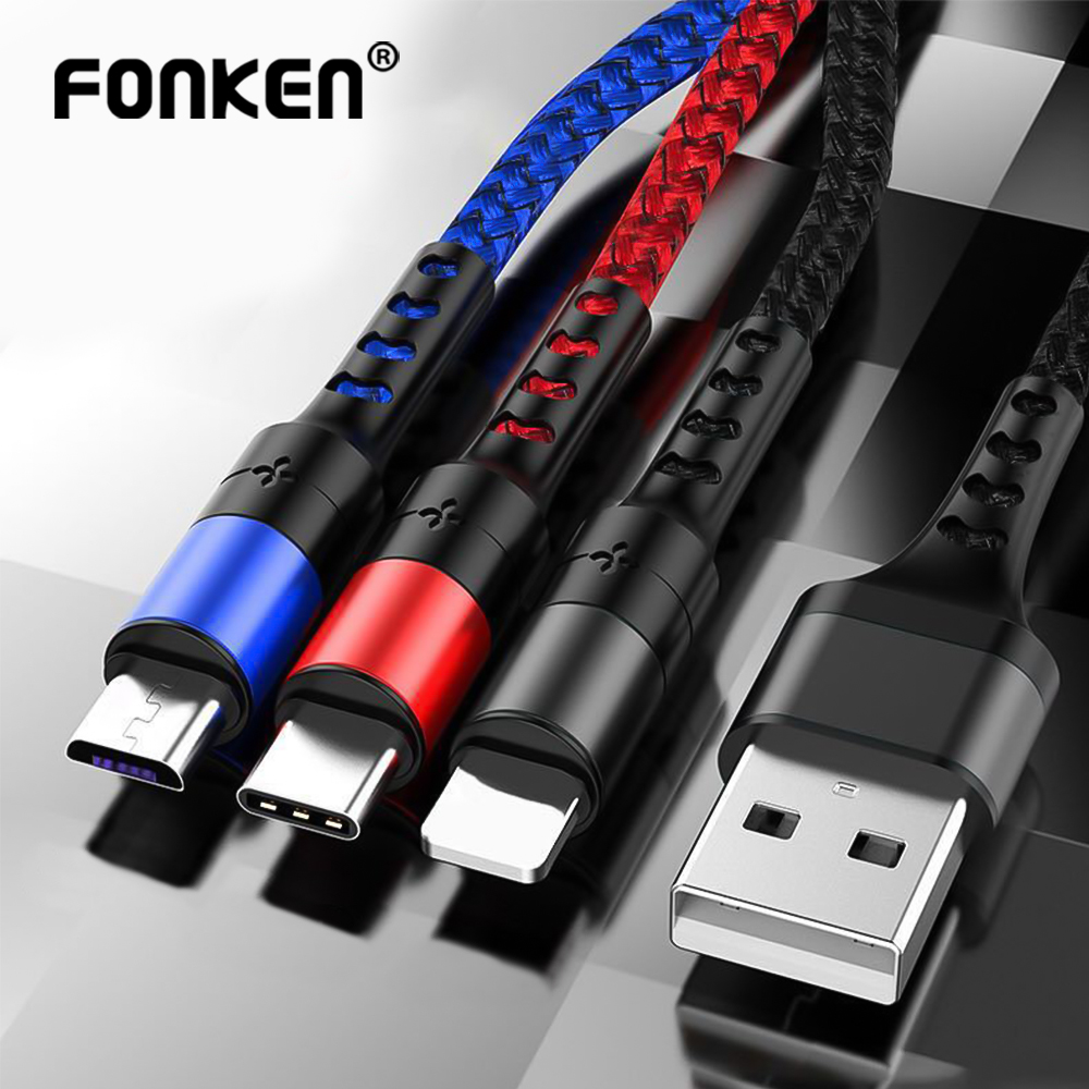 Cáp Sạc Nhanh Và Truyền Dữ Liệu Fonken Cổng Micro Usb/Type-c/5a 8 Pin cho IP