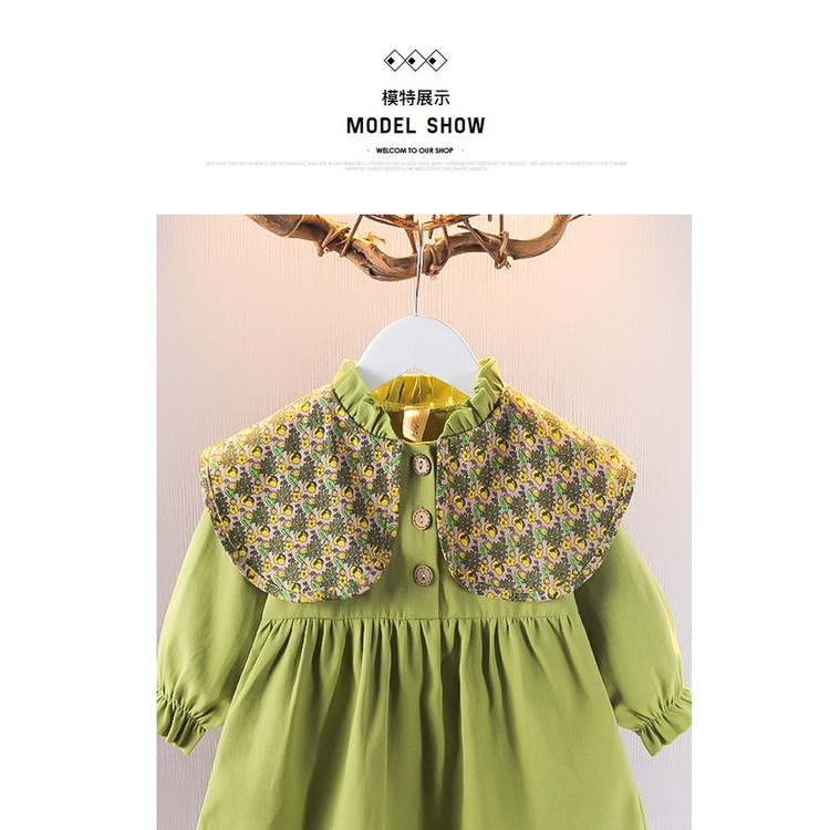 Đầm cho bé gái SMUMKIDS, Dán chữ A vải cotton, váy bé gái từ 1 tuổi