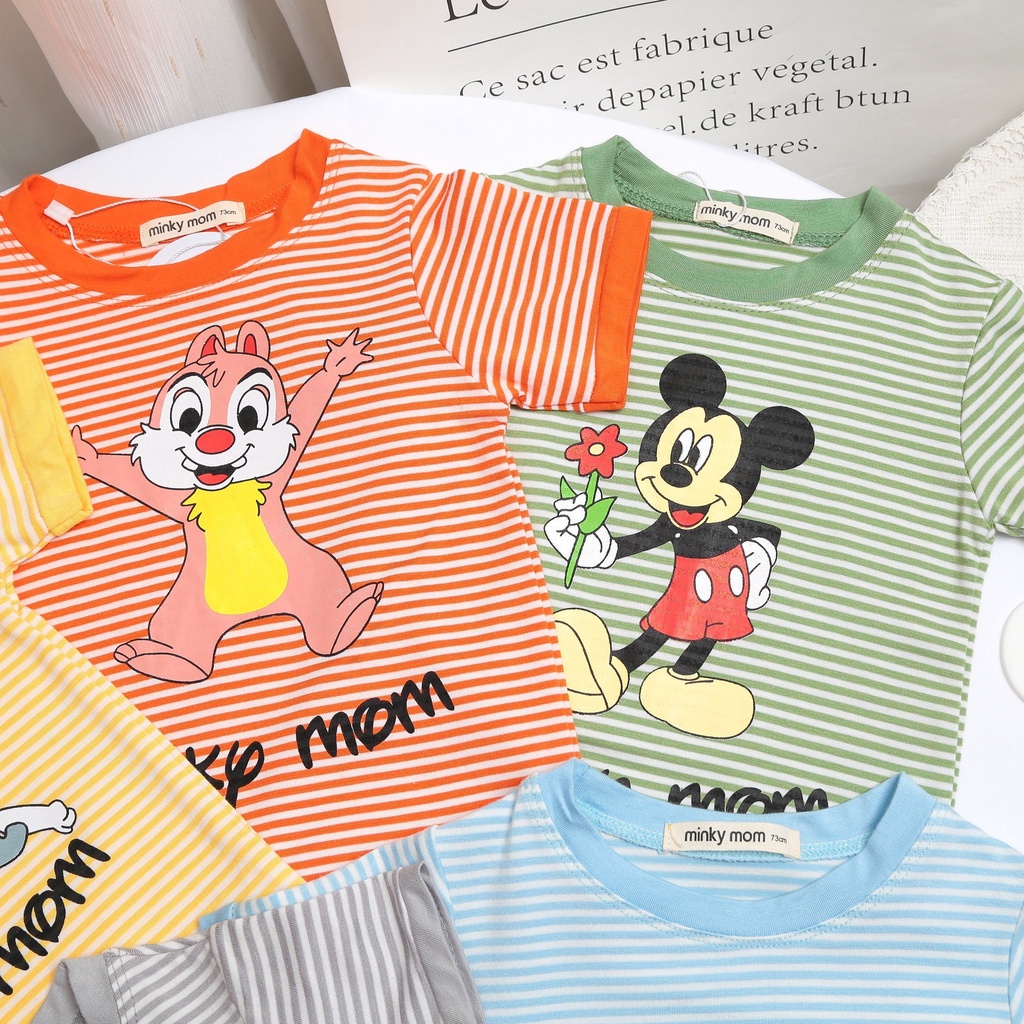 Bộ Cộc Tay Thun Lạnh Minky Mom Cho Bé Trai Bé Gái Size 8-18kg 💖 Bộ Ngắn Tay Sọc Tom&Jerry thun lạnh cao cấp mềm mịn mát