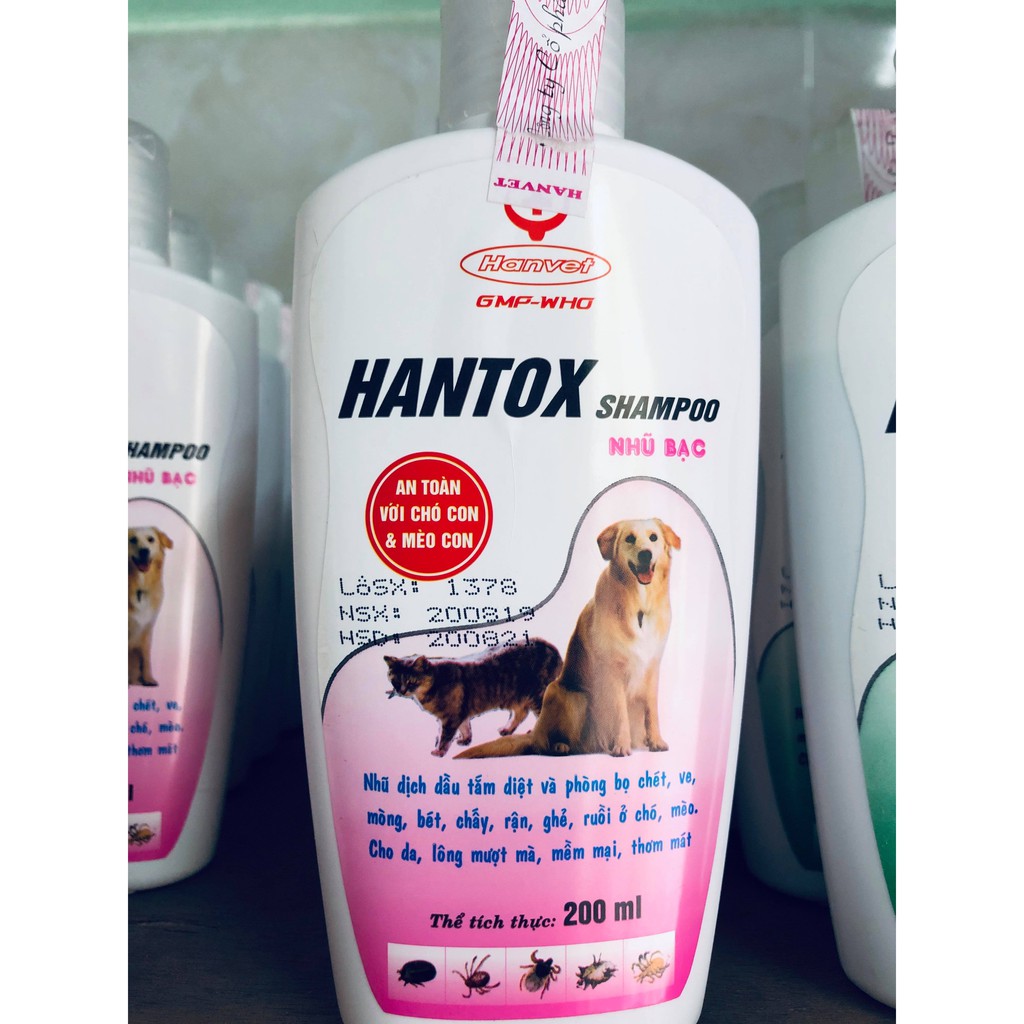 Dầu tắm trị bọ chét, ve rận Hantox Shampoo cho thú cưng 200ml