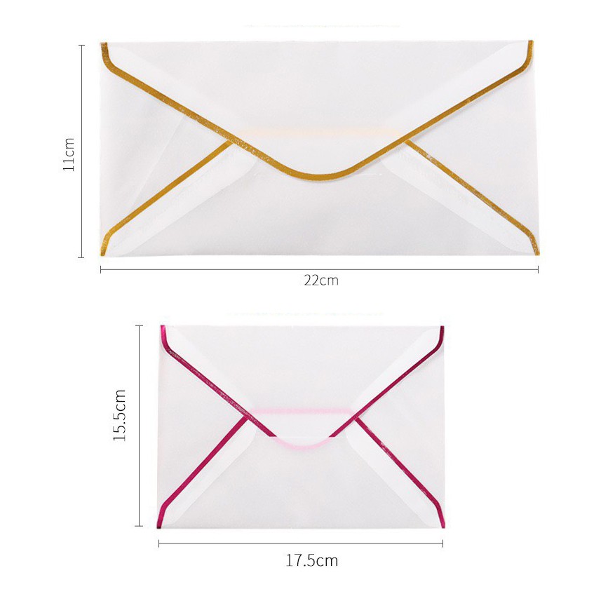 Bộ 3 phong bì giấy mờ viền nhũ kim đơn giản sang trọng (PB08)