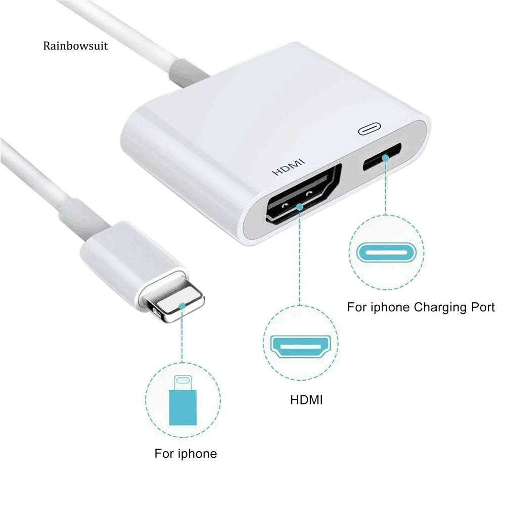 Dây cáp chuyển đổi HDMIT 1080P 8Pin sang HDMI TV AV cho iPhone X / 8 / 7 / 8p / 7p iPad