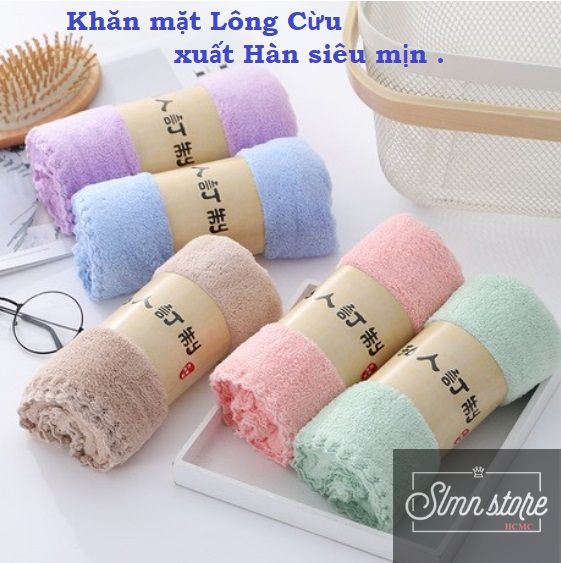 Khăn mặt lông cừu Hàn Quốc 30x50cm loại xịn siêu mềm mịn , siêu thấm nước. Slmn_KhanHQ-KMat