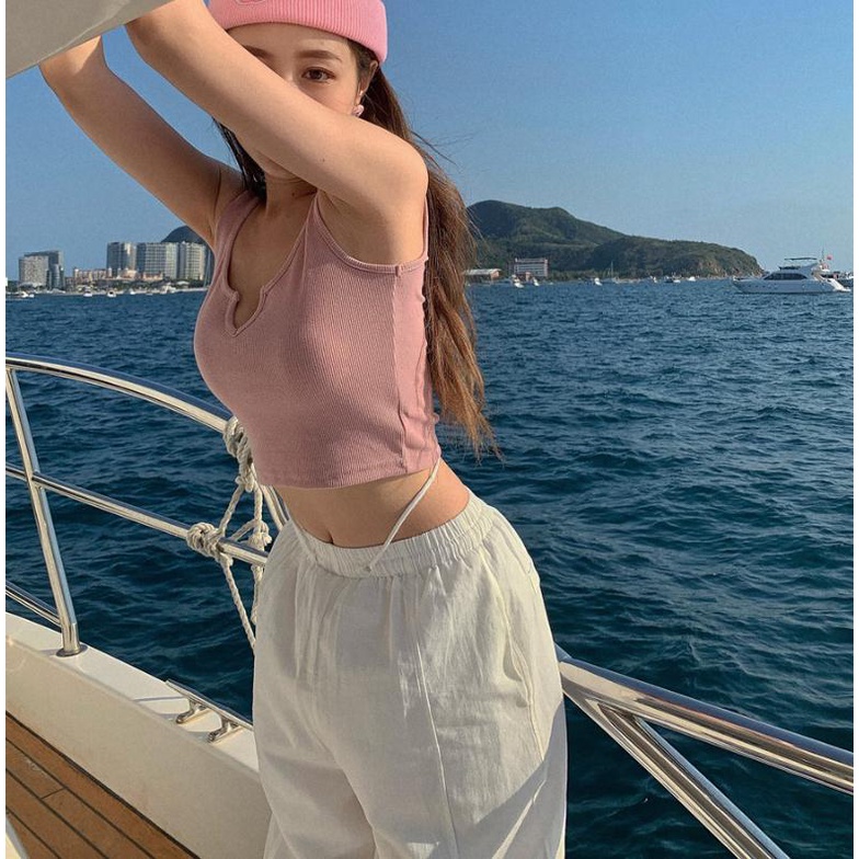 One Áo Hai Dây Croptop Có Mút Đệm Ngực Thời Trang