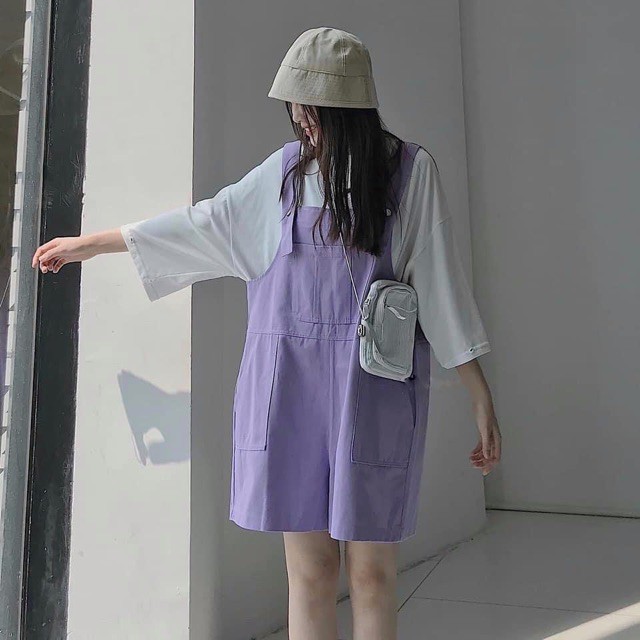 Yếm kaki túi ngực hot trend - Yếm nữ màu tím chất đẹp | BigBuy360 - bigbuy360.vn