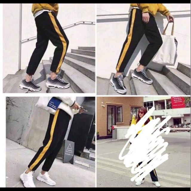 Quần jogger nỉ sọc vàng