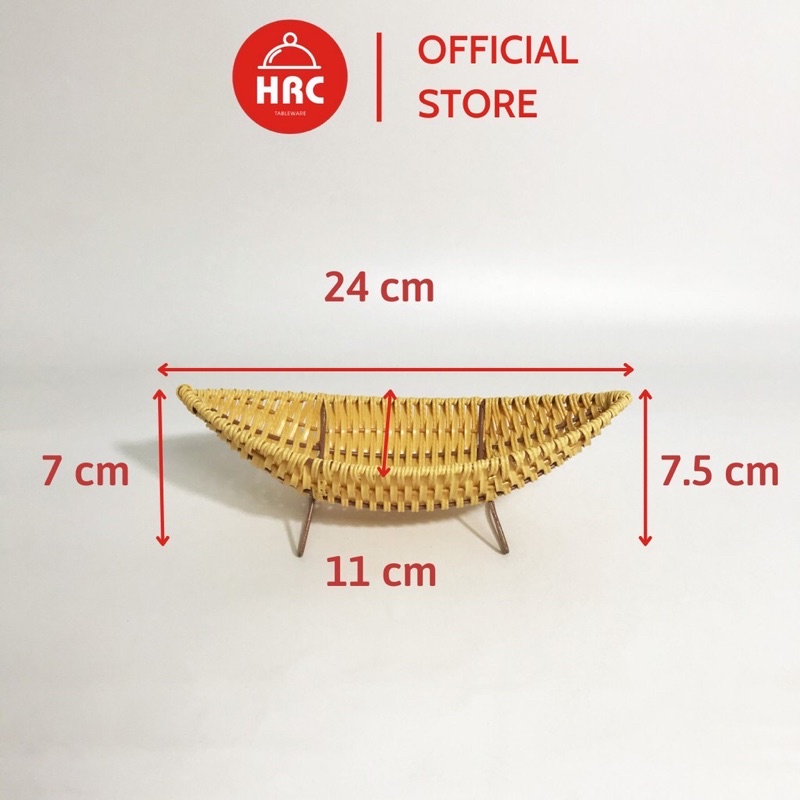 Khay giả mây hình thuyền, đĩa đựng trái cây, cắm hoa quả, trang trí đa năng