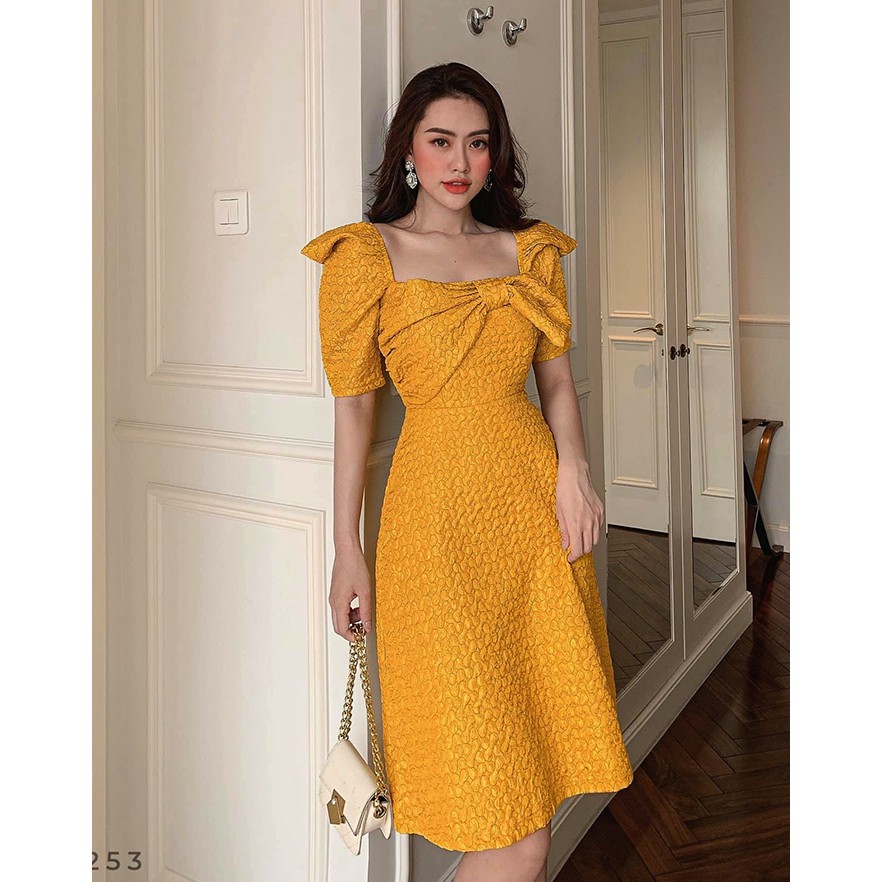 ĐẦM SUÔNG NHẸ TIỂU THƯ TAY BỒNG NƠ NGỰC QUÁ XUẤT SẮC ĐI TIỆC SIÊU SANG SIÊU XINH - QANU331