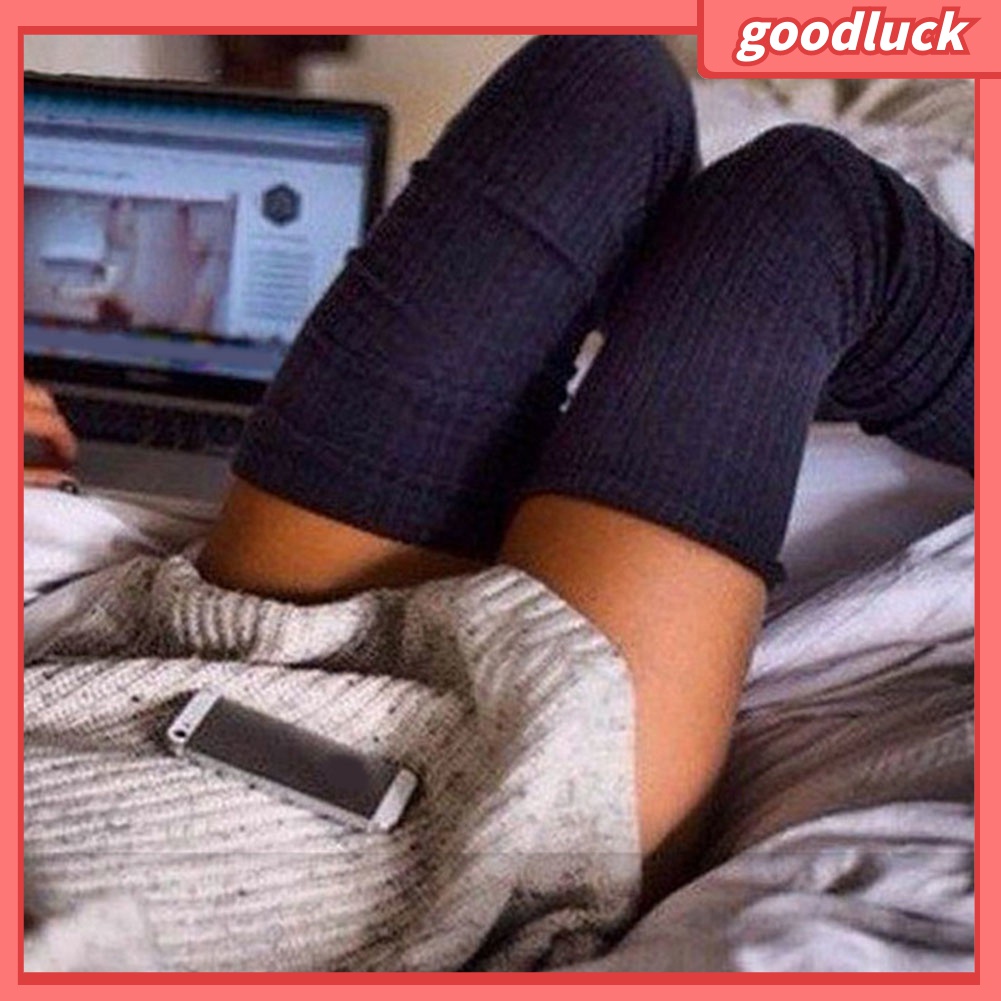 Vớ Dài Đan Móc Chất Liệu Cotton Mềm Mại Dày Dặn Giữ Ấm Mùa Đông Cho Nữ