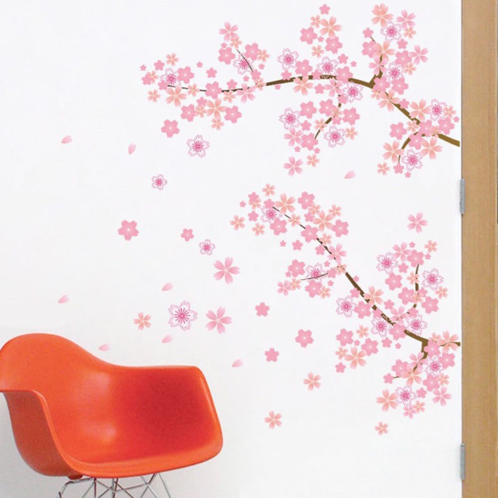 Set 2 Sticker Dán Tường Trang Trí Hình Hoa Đào 35cm*50cm