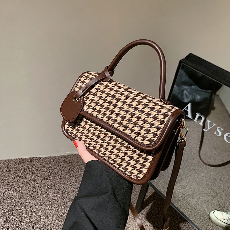 Túi xách nữ đẹp túi đeo chéo đeo vai nữ đi chơi giá rẻ họa tiết caro vintage QH013