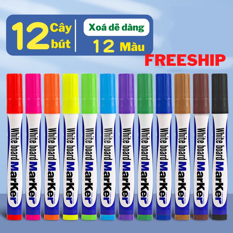 Bút Vẽ Trên Nước Bút Lông Màu Viết Bảng Trắng Xoá Được 12 Màu VTLSHOP