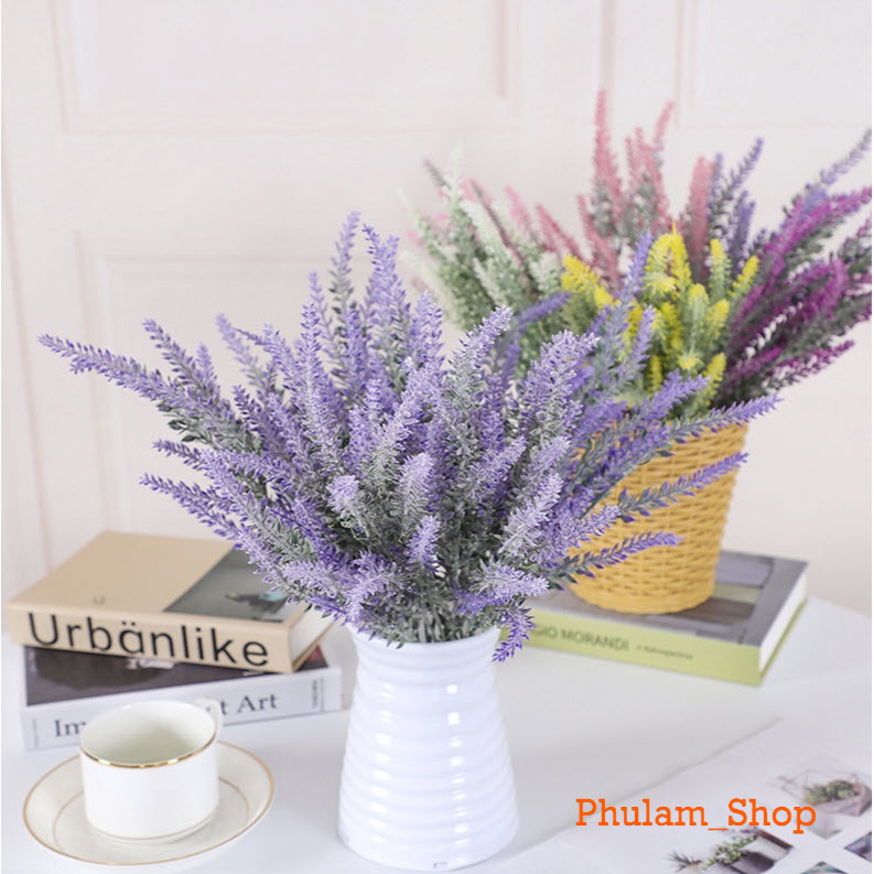 [HCM] Hoa lavender Oải Hương giả 5 nhánh trang trí phòng dài 38cm giống thật