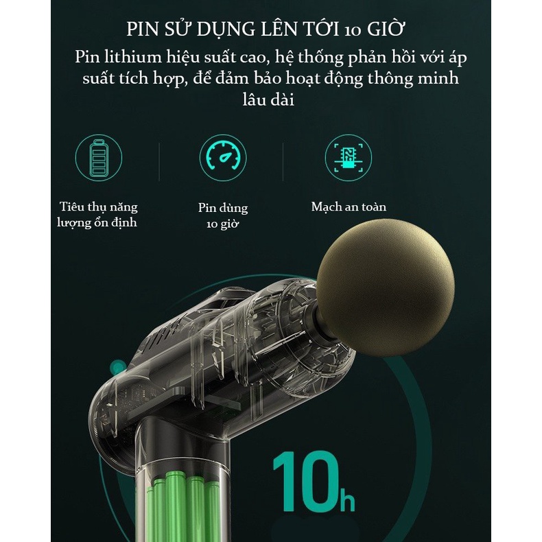 Máy massage cầm tay booster KONKA A1 sự dụng 8 đầu 6 cấp độ rung giúp bạn mát xa giảm đau, thư giãn toàn thân