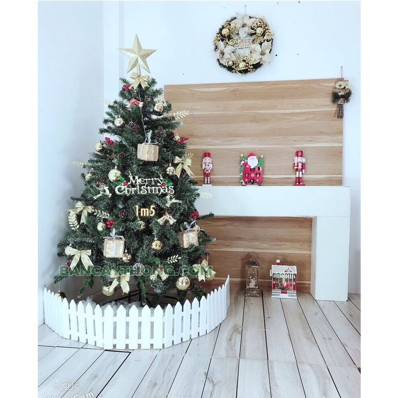 Cây thông noel 3 loại lá gắn trái thông cao 3m 3m6 2m4 2m1 size lớn tán cực dày đẹp hàng cao cấp