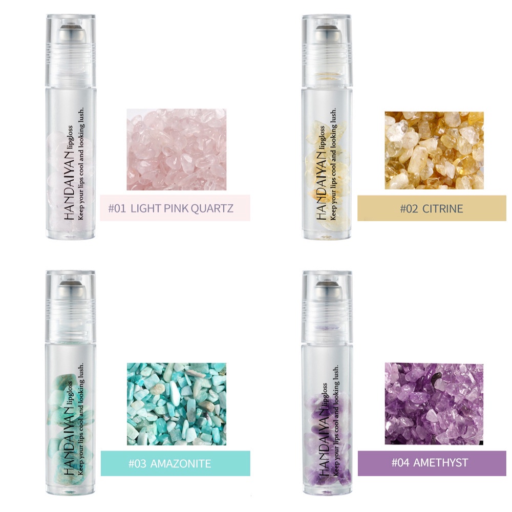 [Hàng mới về] Son bóng HANDAIYAN đá pha lê có đầu bi lăn dưỡng ẩm cho đôi môi