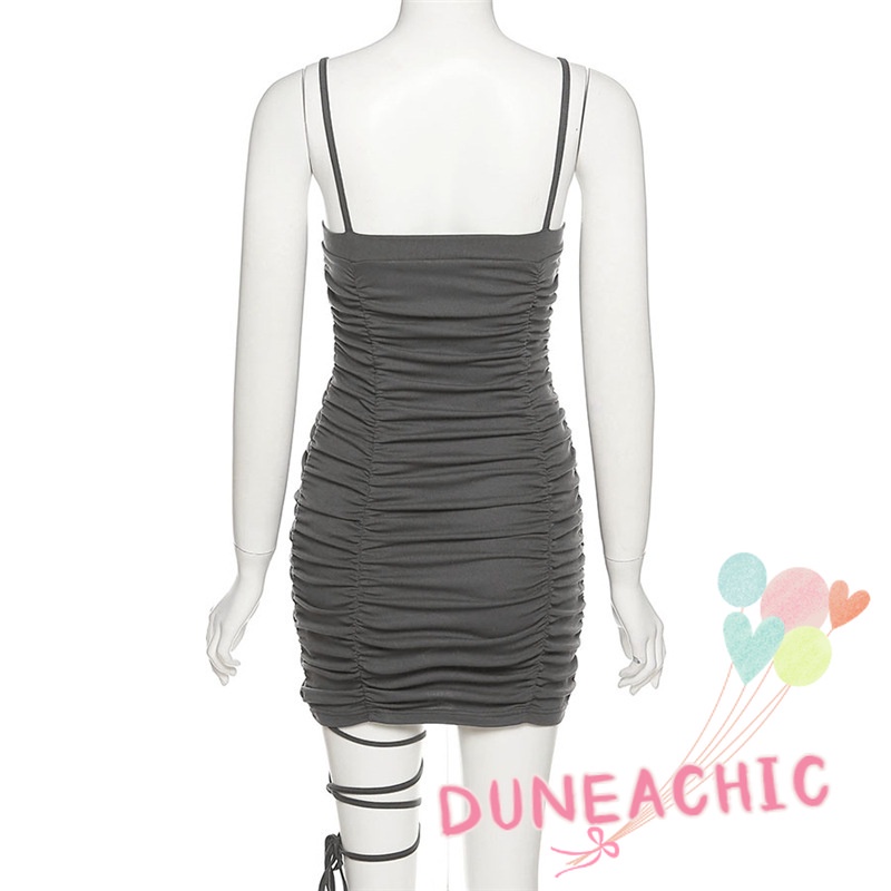 DUNEA Đầm Dây Rút Hở Lưng Gợi Cảm Cho Nữ