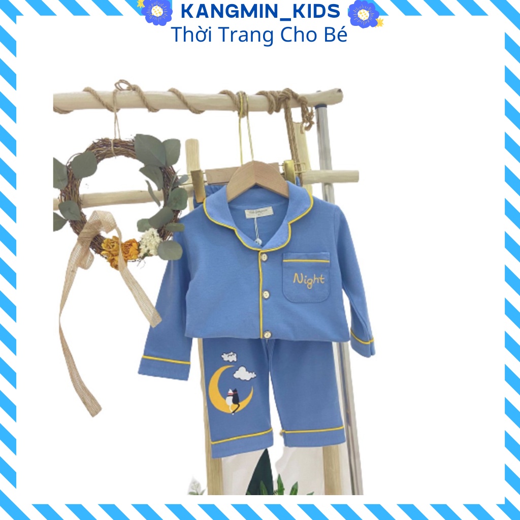 Đồ bộ Pijama bé trai lụa dài cho bé Kangmin KIDS , quần áo bé trai bé gái QATE03, đồ ngủ pizama cho bé từ 6-28kg
