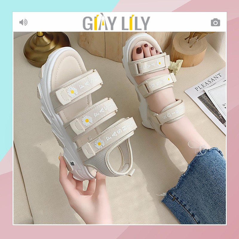 Sandal nữ LILY hoa cúc thời trang hàn quốc độn đế 3 màu dễ phối đồ