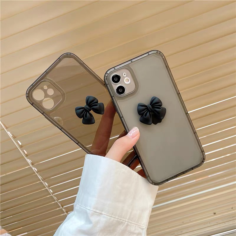 Ốp Điện Thoại Tpu Mềm Trong Suốt Họa Tiết Nơ Đen Cho Iphone 12 Pro Max 11 Pro Max Xs Max Xr X 7 8 Plus