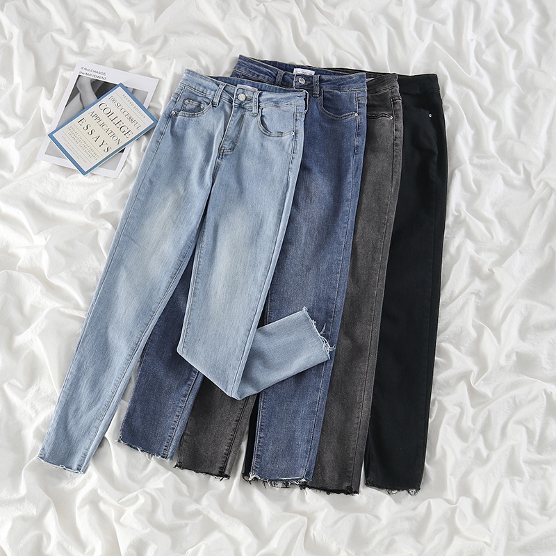 NUZIRO  Quần jeans dài  lưng cao thời trang dành cho nữ