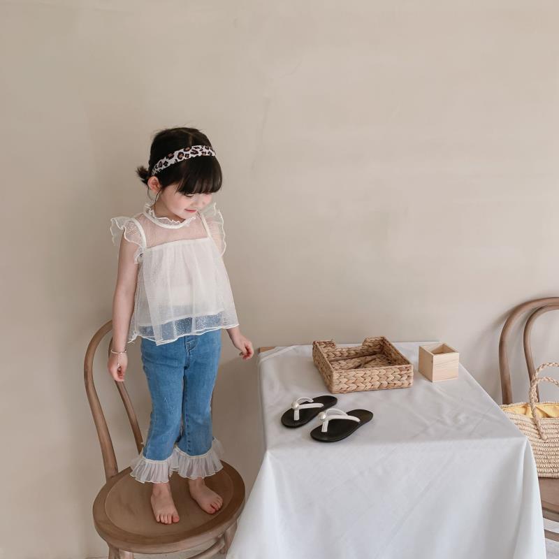 Áo Ren Lưới Mềm Mại Không Tay Thời Trang Mùa Hè Cho Bé Gái