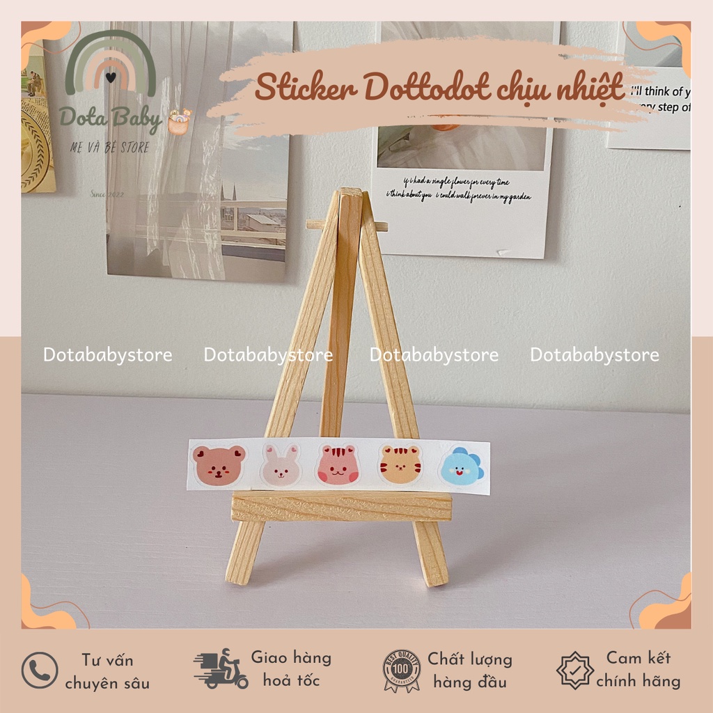 Sticker Hoạ Tiết Dottodot Chịu Nhiệt Dán Bình Sữa, Đồ Dùng Cho Bé (Chống nước)