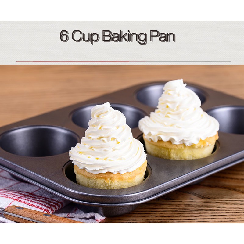 Khuôn làm bánh Cup Cake 6 ngăn - khuôn nướng bánh chống dính 6 ô