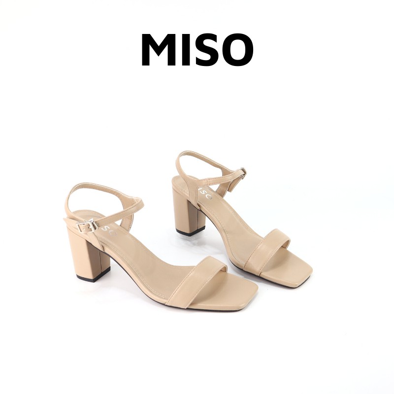 Giày sandal nữ quai ngang basic đơn giản đi làm gót trụ 7cm Miso M024