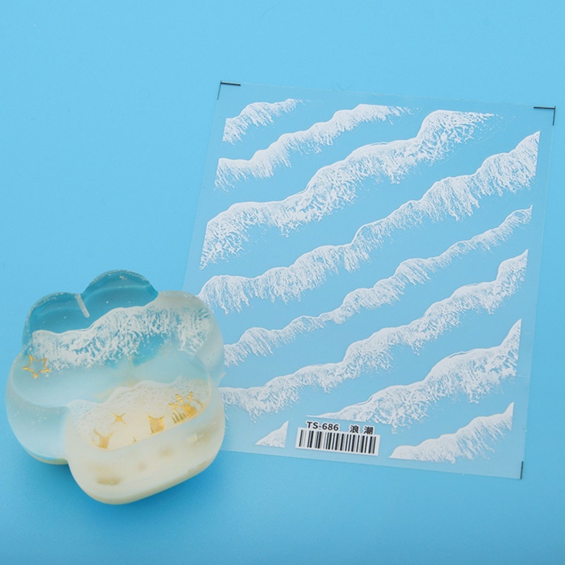 1 Tờ Miếng Dán Sóng Biển Hiệu Ứng 3D Bằng Nhựa Resin