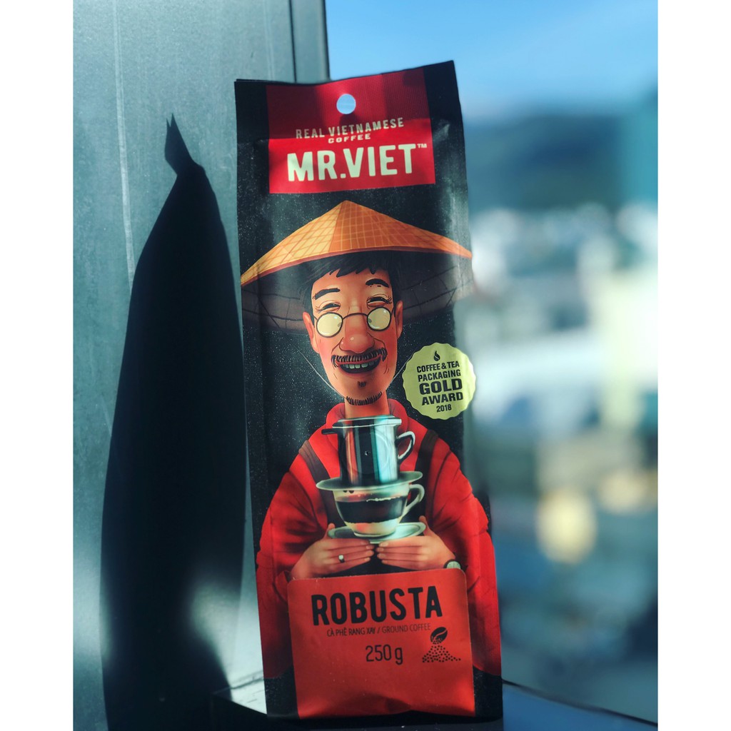 MR.VIET Robusta - Cà Phê Rang Xay Túi 250g (MR.VIET Robusta - Ground Coffee 250g Bag)
