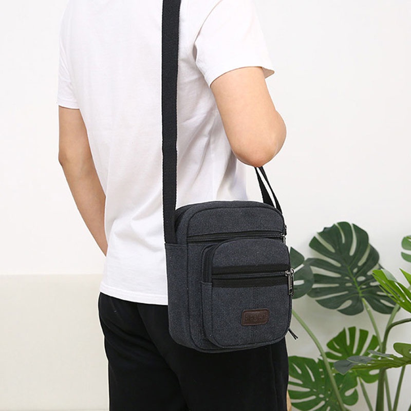Túi đeo vai mini IELGY bằng vải canvas phong cách doanh nhân thời trang cho nam