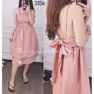 Đầm dây cột nơ lưng