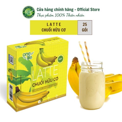 Hộp 25 gói Bột hòa tan uống liền Kem Sữa Chuối Latte ONELIFE thơm ngon, béo bùi