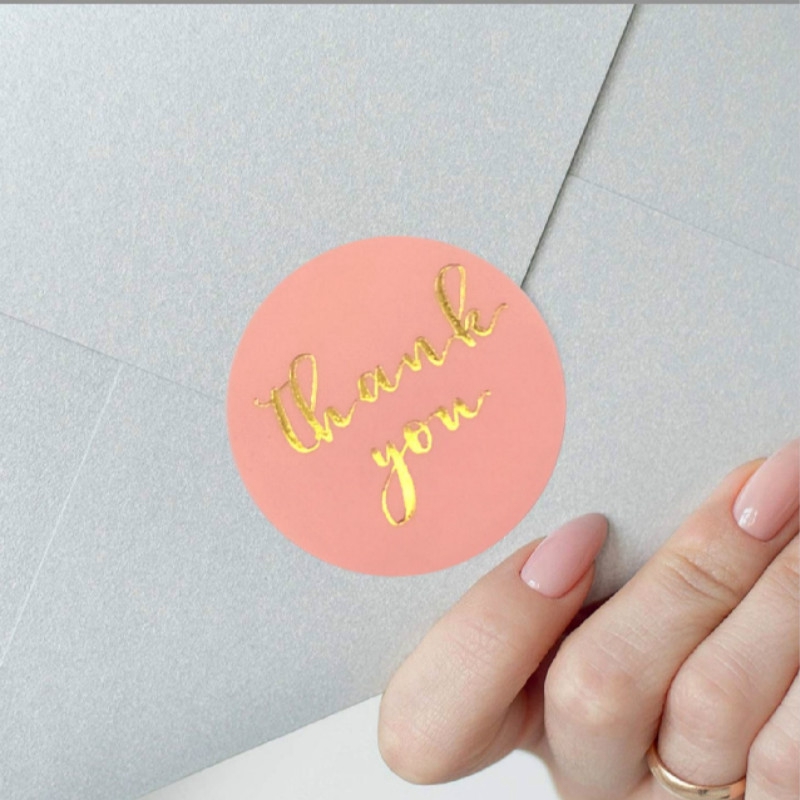 500pcs/roll Round Thank You Stickers for Your Order Sticker Pink Black Gold Seals Labels