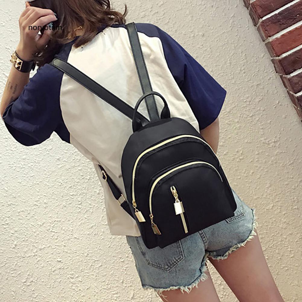 Balo học sinh nữ làm từ sợi nylon chống nước có khóa kéo