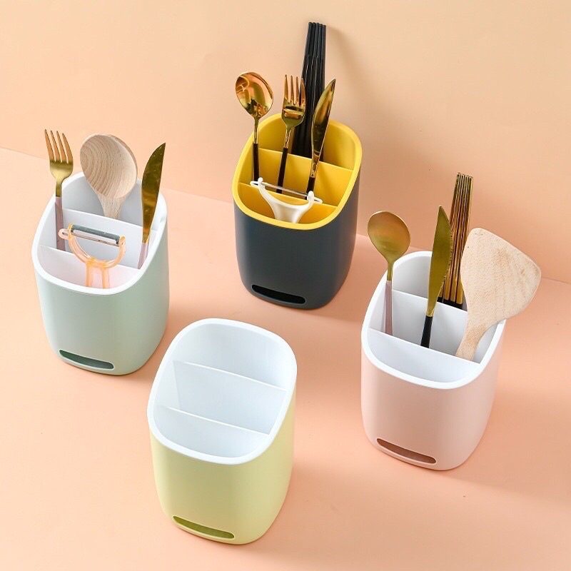 Hộp đựng muỗng đũa 2 lớp ráo nước tiện dụng cho nhà bếp