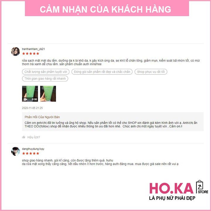 Sữa Rửa Mặt Innisfree Trà Xanh HOKA STORE Sữa Rửa Mặt Trà Xanh Làm Sạch Sâu, Dưỡng Ẩm Dịu Da Chính Hãng 150ml