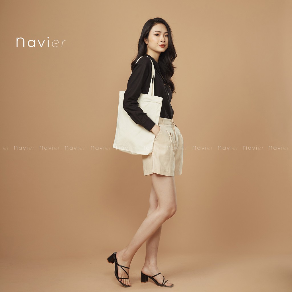 QUẦN SHORT NỮ LƯNG CAO - QUẦN SOOC ỐNG RỘNG NHIỀU MÀU VẢI ĐŨI LINEN SH01 NAVIER | BigBuy360 - bigbuy360.vn