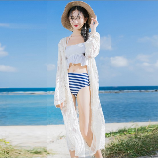 Áo kimono cadigan lưới mỏng cotton áo choàng đi biển | BigBuy360 - bigbuy360.vn