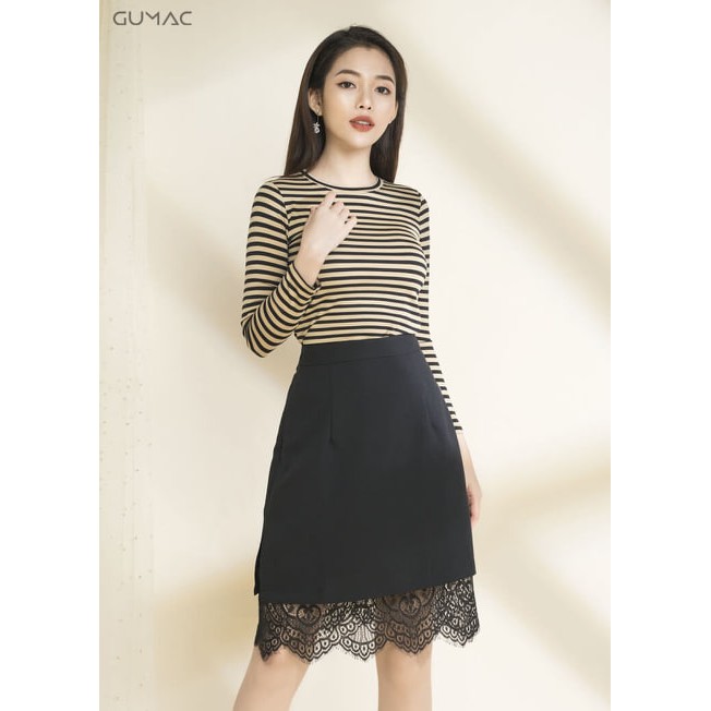 chân váy chữ A phối gấu ren tuyết mưa