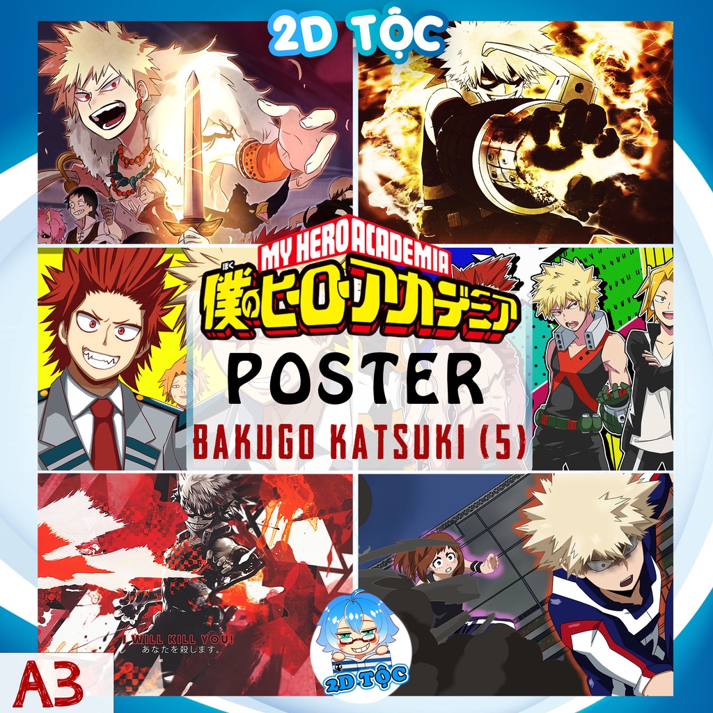 Poster A3 Bakugo Katsuki (5) Anime Manga Boku no Hero Academia - 2D Tộc Shop