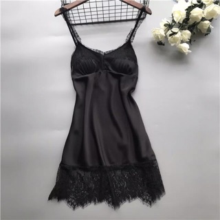Váy ngủ lụa satin phối ren cao cấp - đầm ngủ sexy phi lụa 214