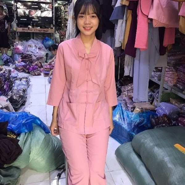 Quần Áo nữ Phật Tử, đồ lam Đi Chùa mẫu LA HÁN NƠ mã A39A