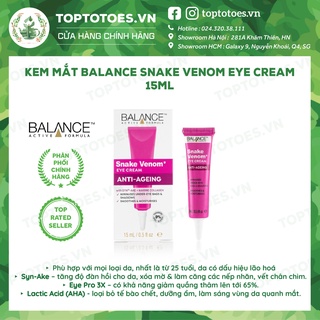 Kem mắt chống lão hóa nọc rắn Balance Snake Venom Eye Cream 15ml [NHẬP KHẨU CHÍNH HÃNG 100%]