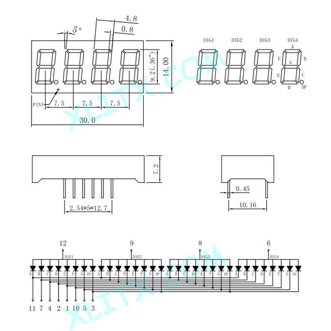 [1 CON] (F24) Led 7 Đoạn 0.36 inch 4 Số Anot chung (Sáng Đỏ)