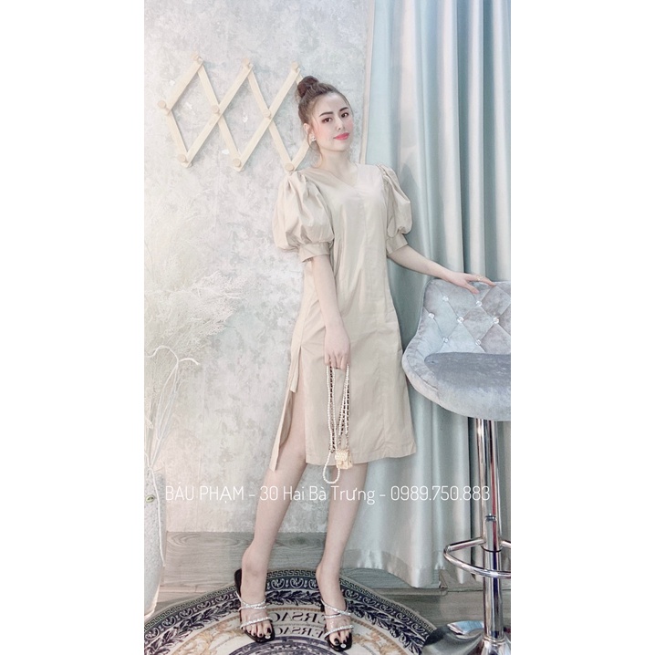 Váy thô vai bồng, form suông béo bụng hay bầu bì vẫn xinh nha !!! 🌞